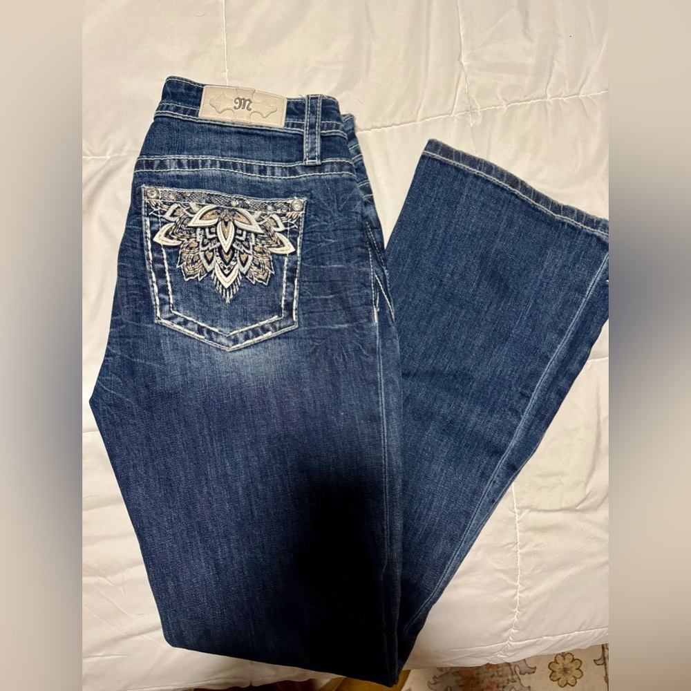 Miss Me Blue Embroidered Bootcut Jeans
